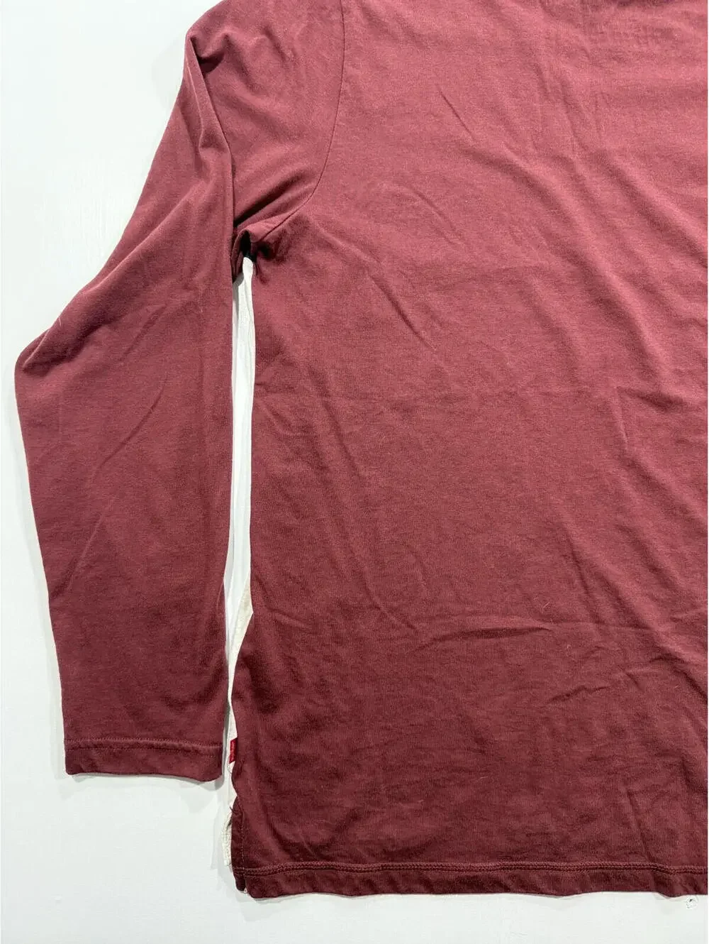 Levi’s Shirt Mens Large Burgundy Navy Colorblock Long Sleeve Logo Crewneck Tee